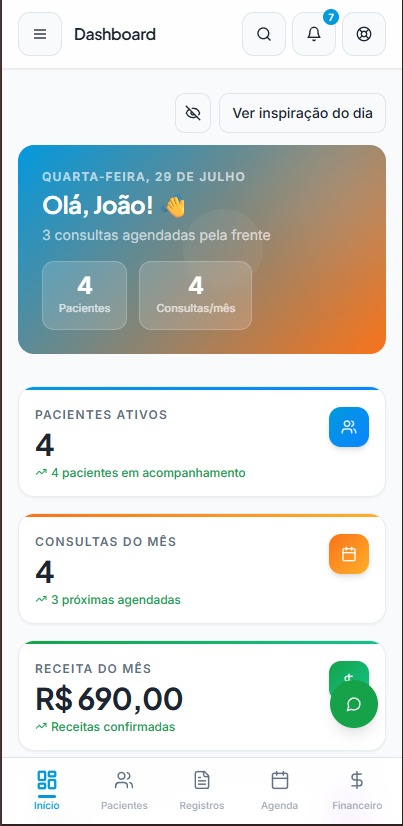AdmPSI no celular com o dashboard principal